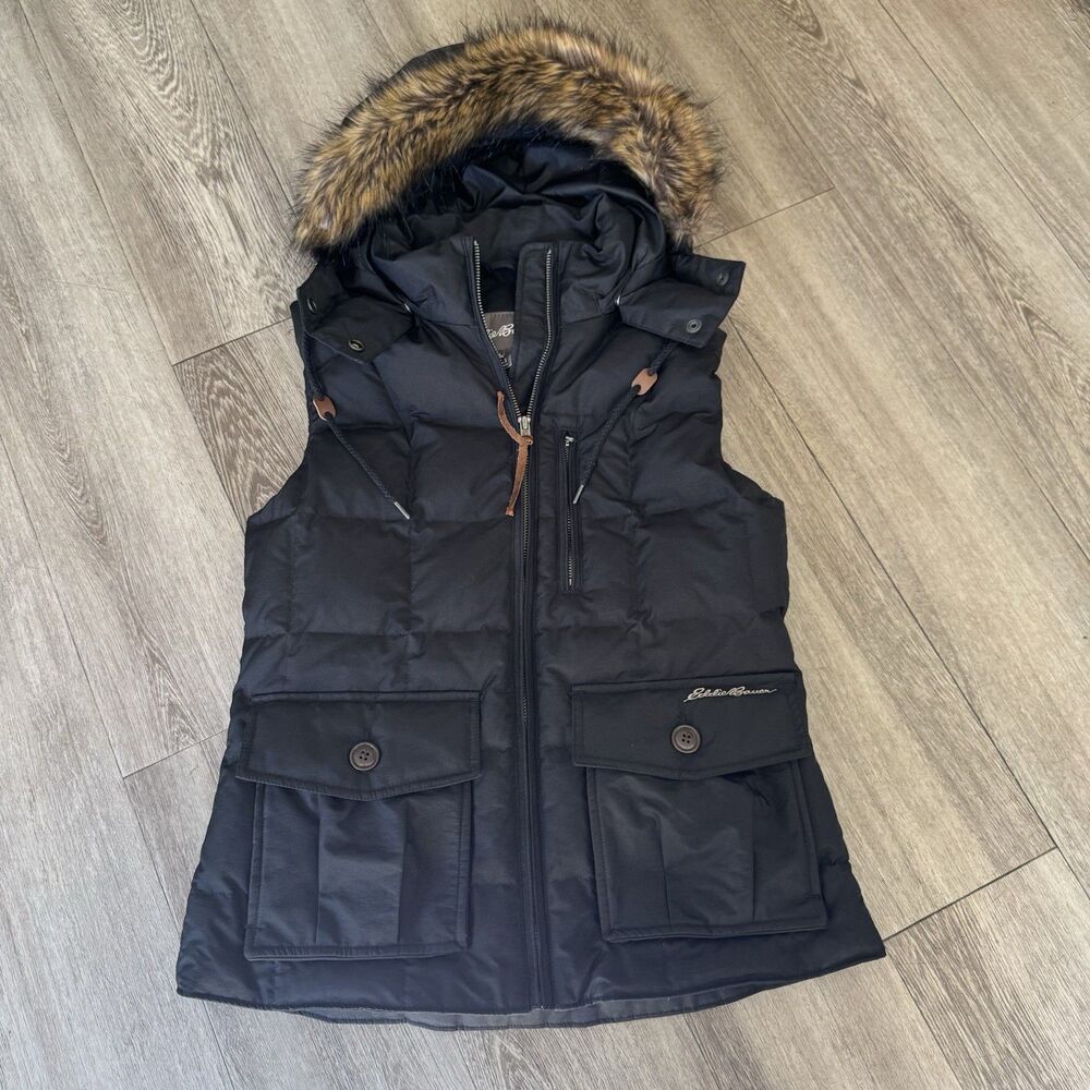 Eddie Bauer Women's Yukon Classic Fitted Down Vest Sz S Black Cabin Core MP $179 - Picture 12 of 15